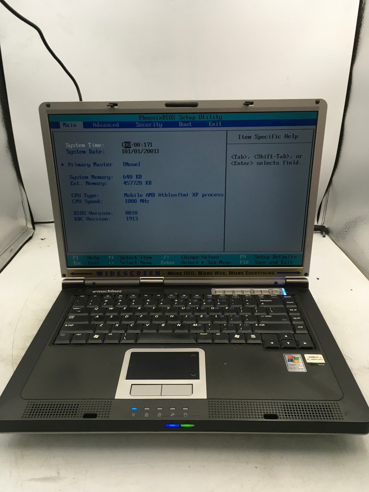 EMACHINES M5312 - BOOTS TO BIOS - AMD ATHLON X2 - 512MB RAM - 15" - READ DESC-BB