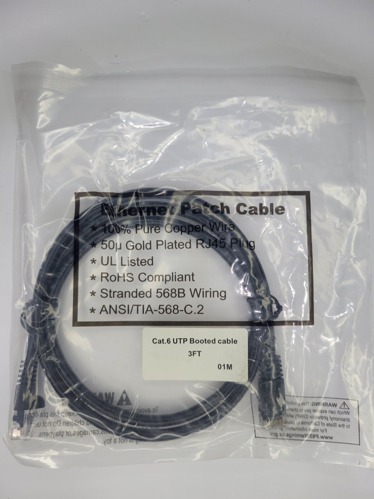 Lot Of 7 Cat6 RJ-45 Patch Cable Gold Plated Plug Booted 550MHz 50u 3 Feet 