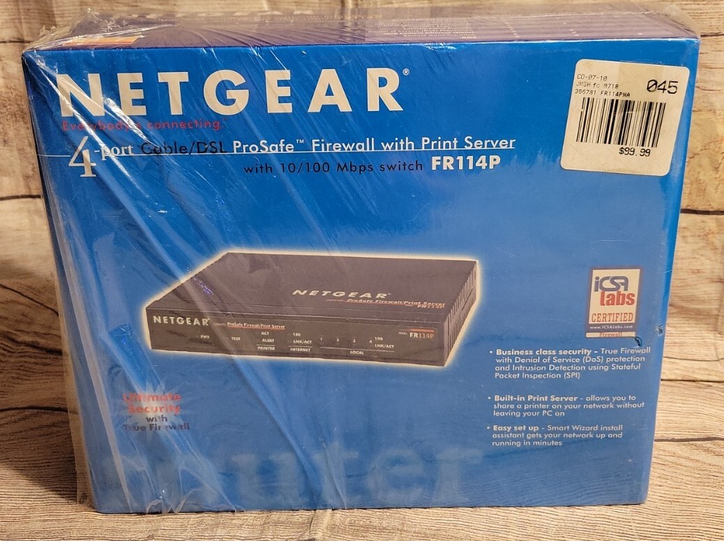 NETGEAR FR114P (4) Port Cable/DSL Router Prosafe Firewall Print Server 10/100 Mb