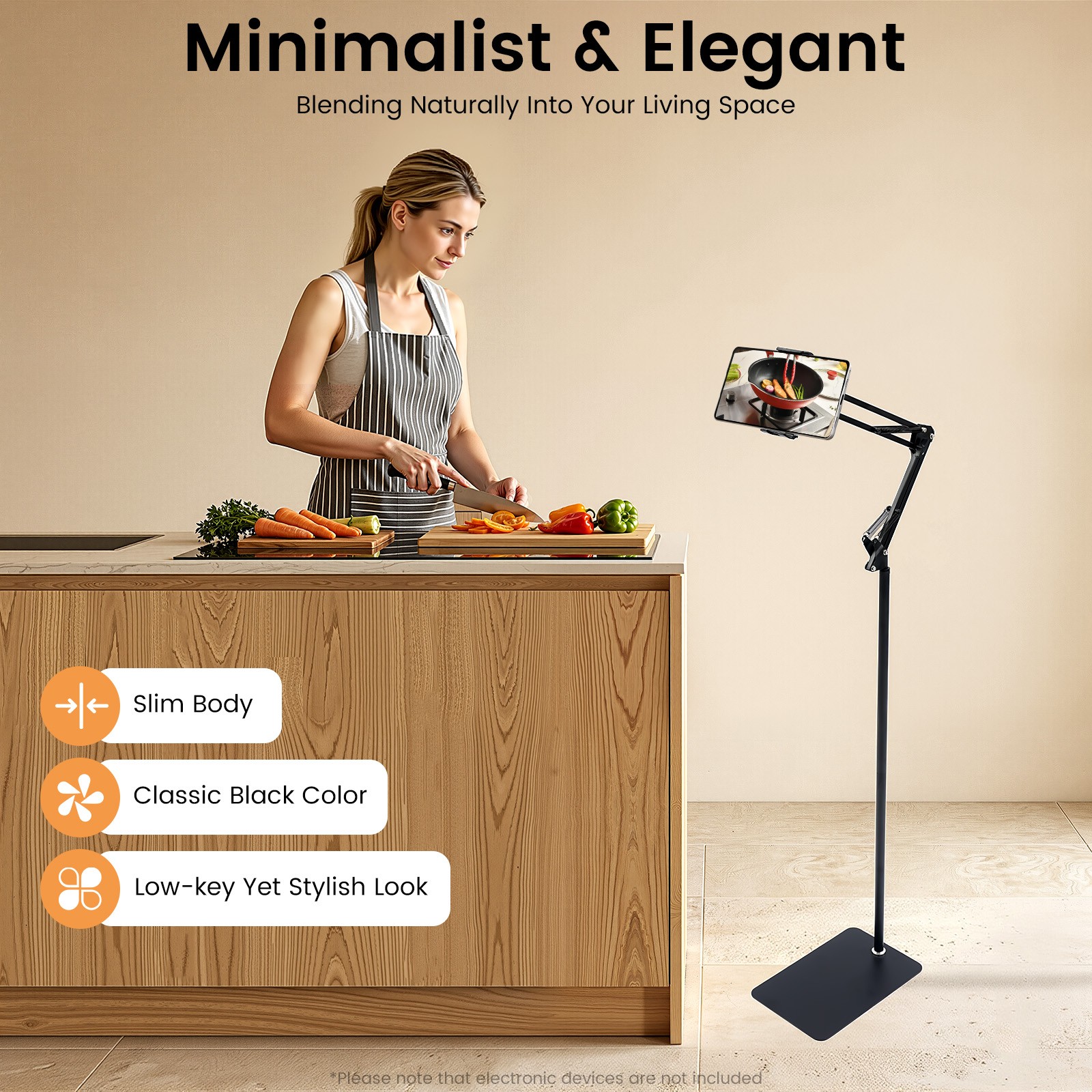 135cm 360�� Rotation Phone Tablet Floor Stand Holder Adjustable Height Flexible