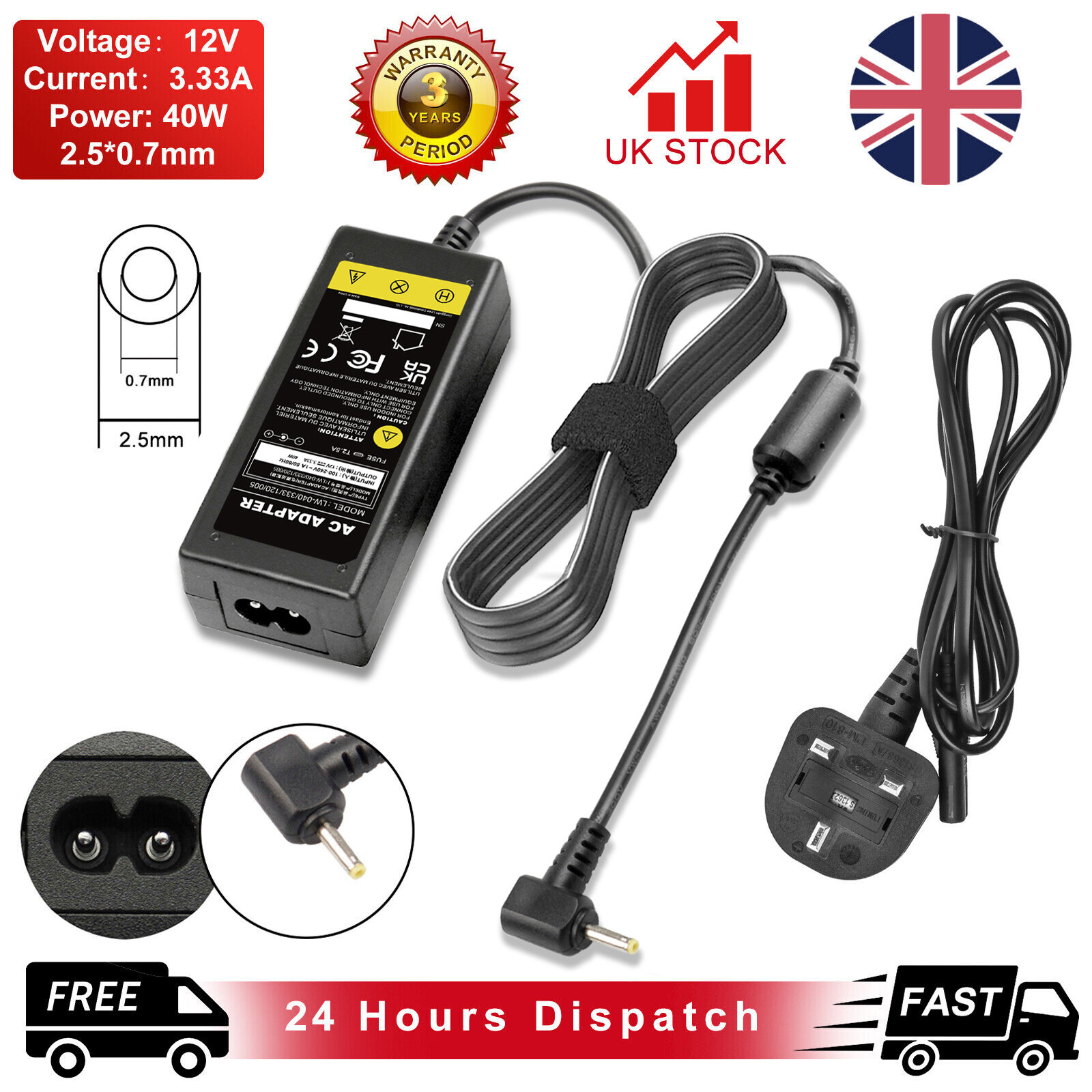 40W Laptop AC Adapter Charger for Samsung Chromebook 2 3 XE500C13 Supply Cord US