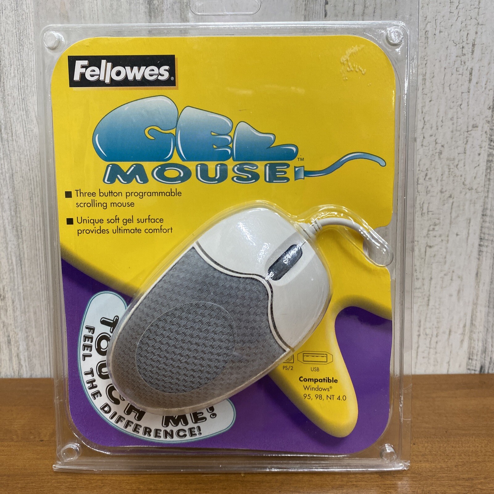 Fellowes VINTAGE Gel Mouse with PS2 to USB Adapter White/Gray New Open Box