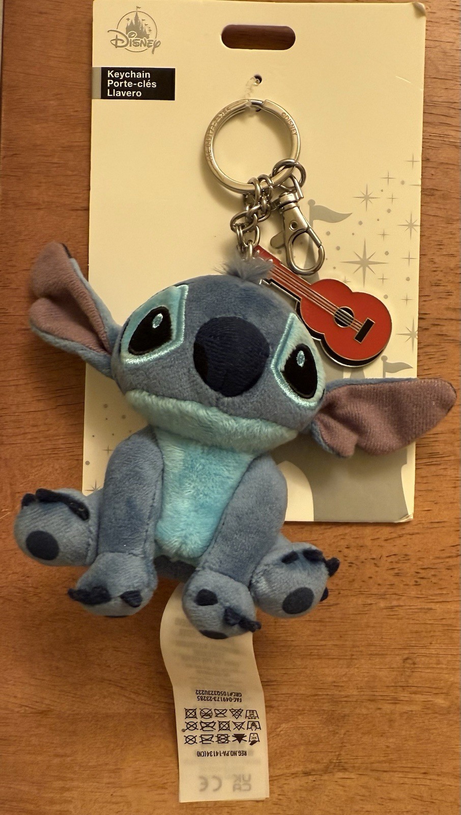 Disney Parks Bag Charm Keychain Plush Stitch & Guitar