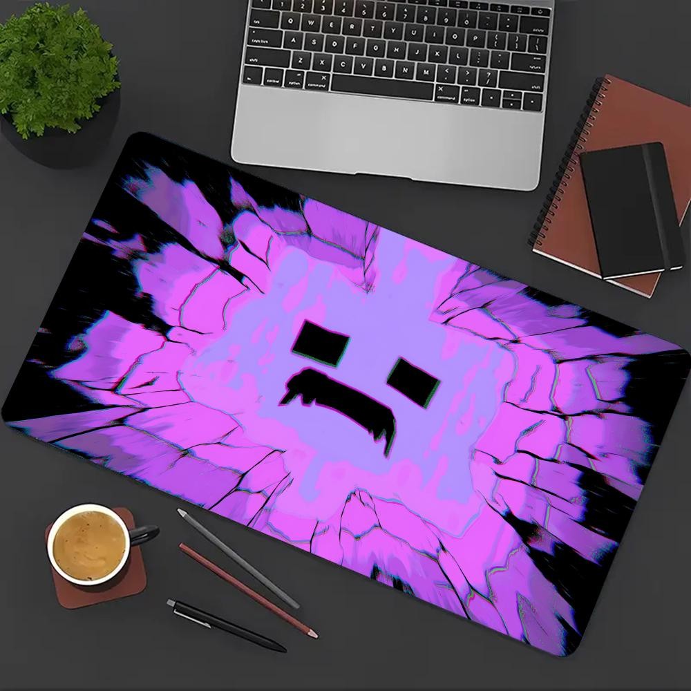 A Large Mouse Pad Featuring a Neon Design of Glitch Art with an Explosion Effe