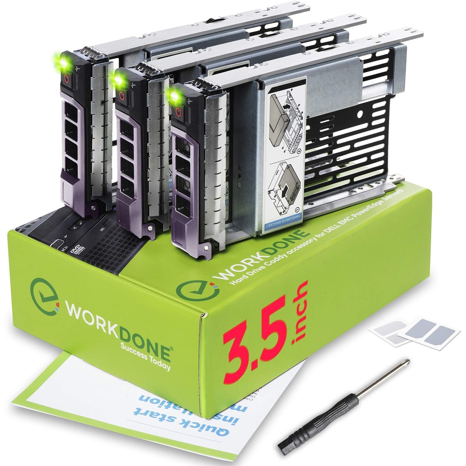 WORKDONE 3-Pack - 3.5 inch Hard Drive Caddy with 2.5 inch HDD Adapter - Compa...