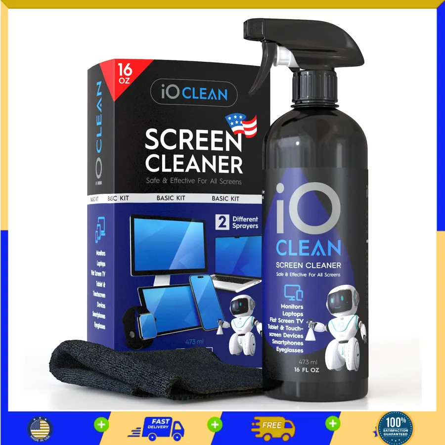 iO CLEAN 16oz Screen Cleaner Spray – Best Large Cleaning Kit