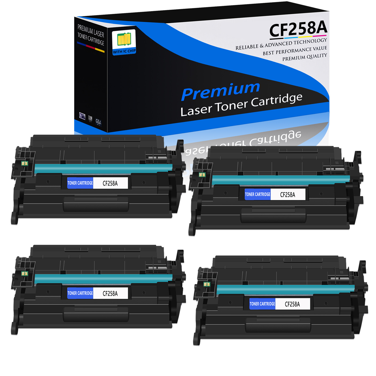 4PK CF258A 58A Toner For HP LaserJet Pro M404 M404n M404dn M404dw with Chip