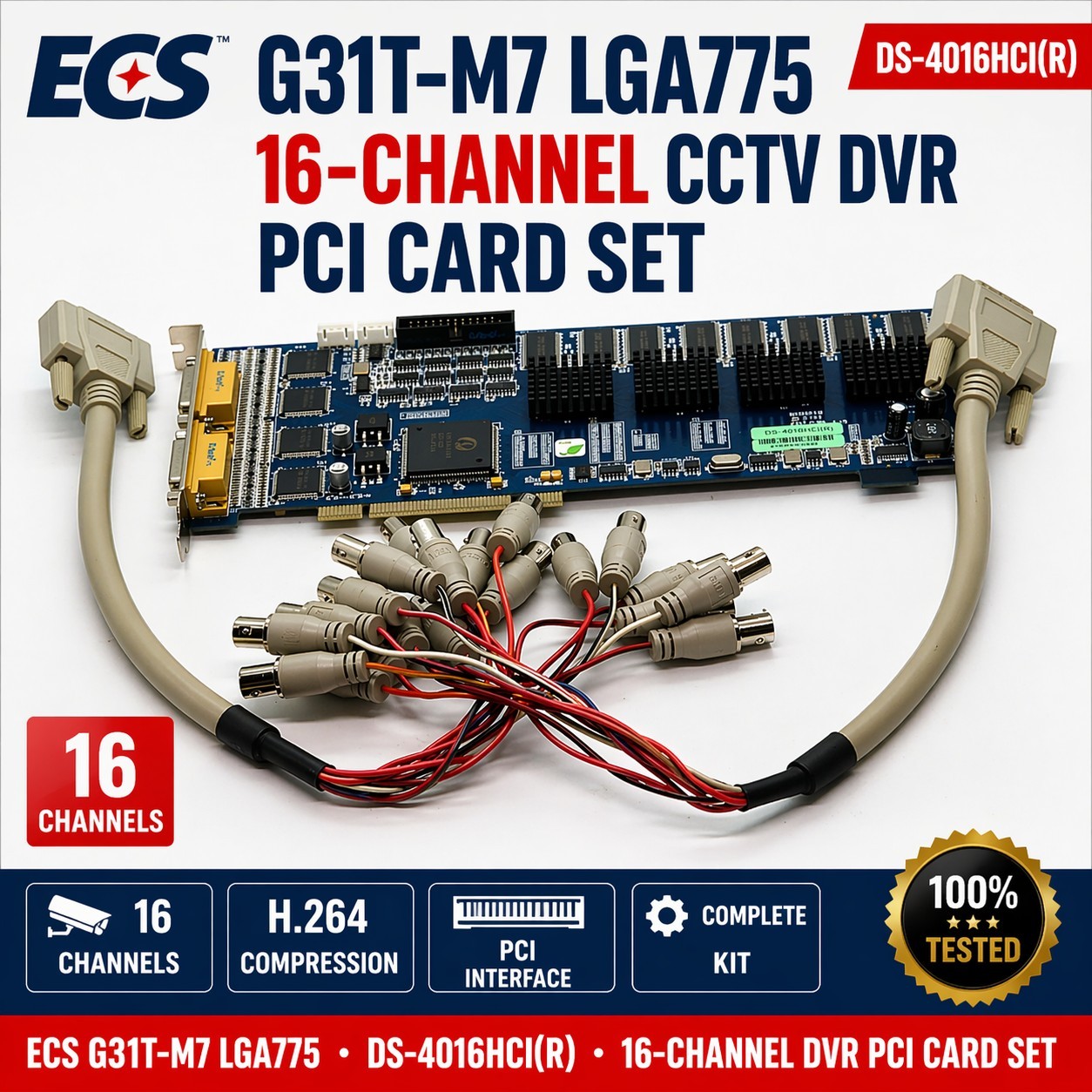 ECS G31T-M7 LGA775 Motherboard + DS-4016HCI(R) 16-Channel CCTV DVR PCI Card Set 