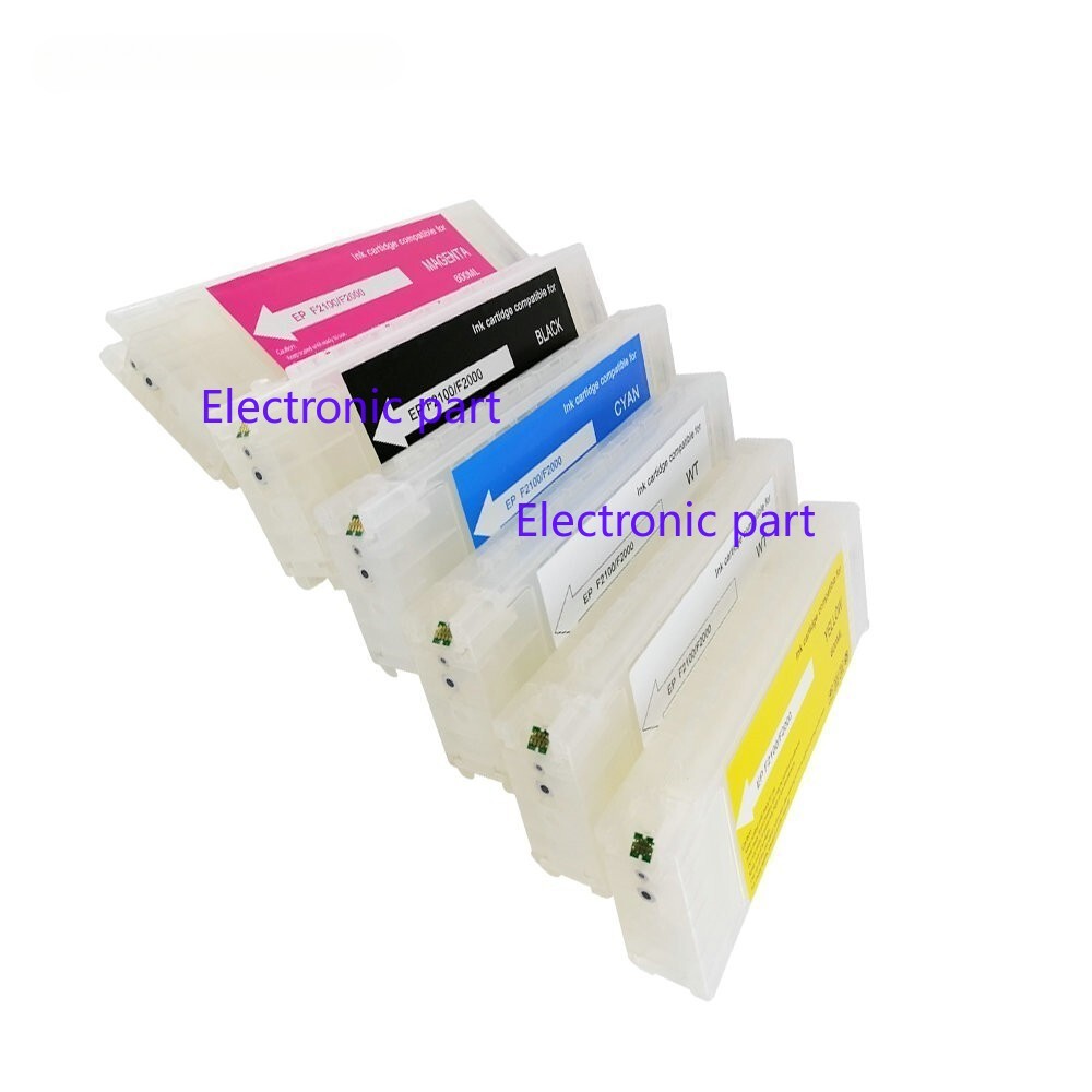 6PCS Refillable Empty Ink Cartridge for Epson F2100 F2000 600ML