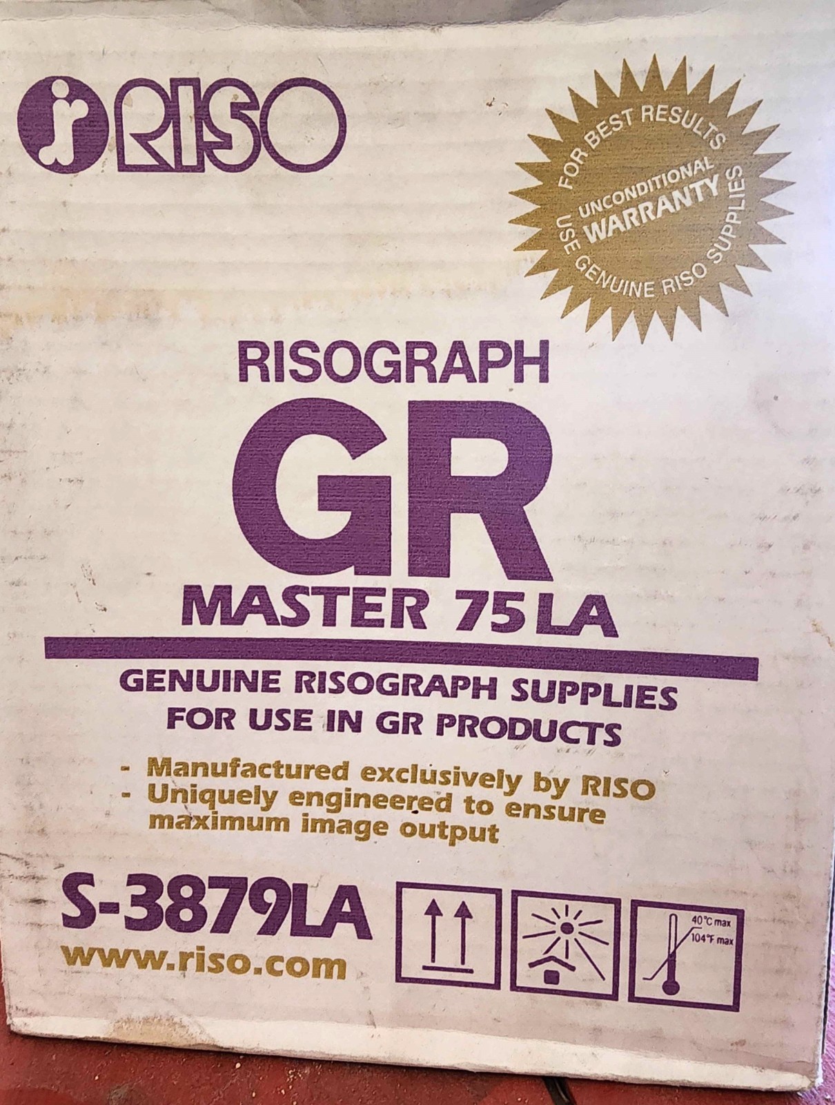 Genuine RisoGraph GR-1700/GR-2750 Master 75 LA Master Rolls S-3879LA Sealed