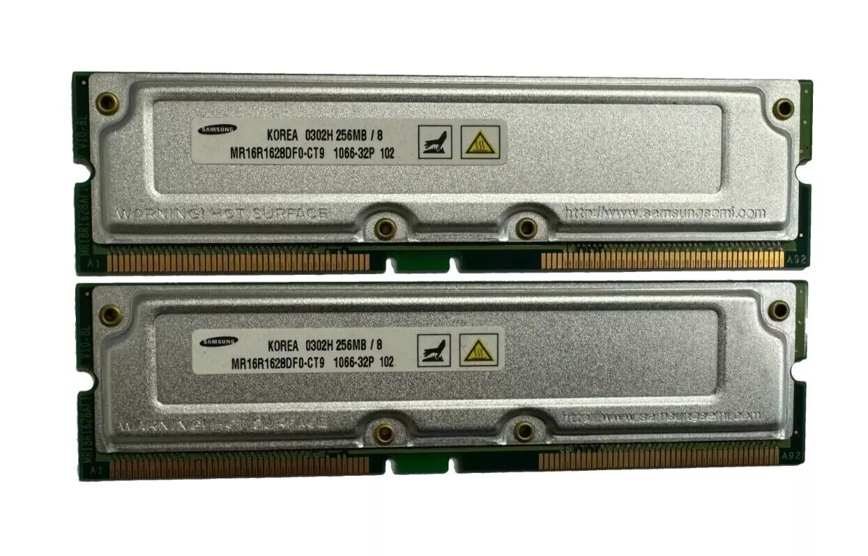 512MB 2x256mb Samsung Desktop (2) Modules 1066-32p RDram Memory Rambus NON-ECC