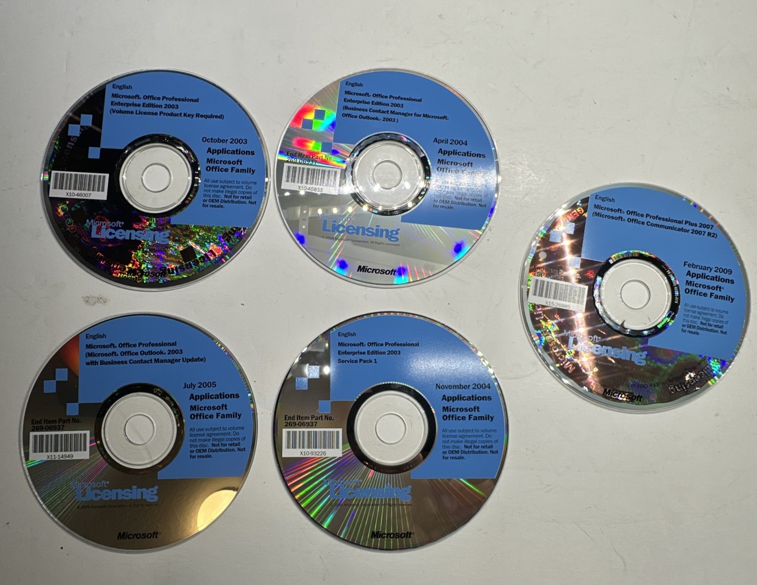 Microsoft Office 2003 Professional Enterprise Licensing DVD Lot 5 Discs