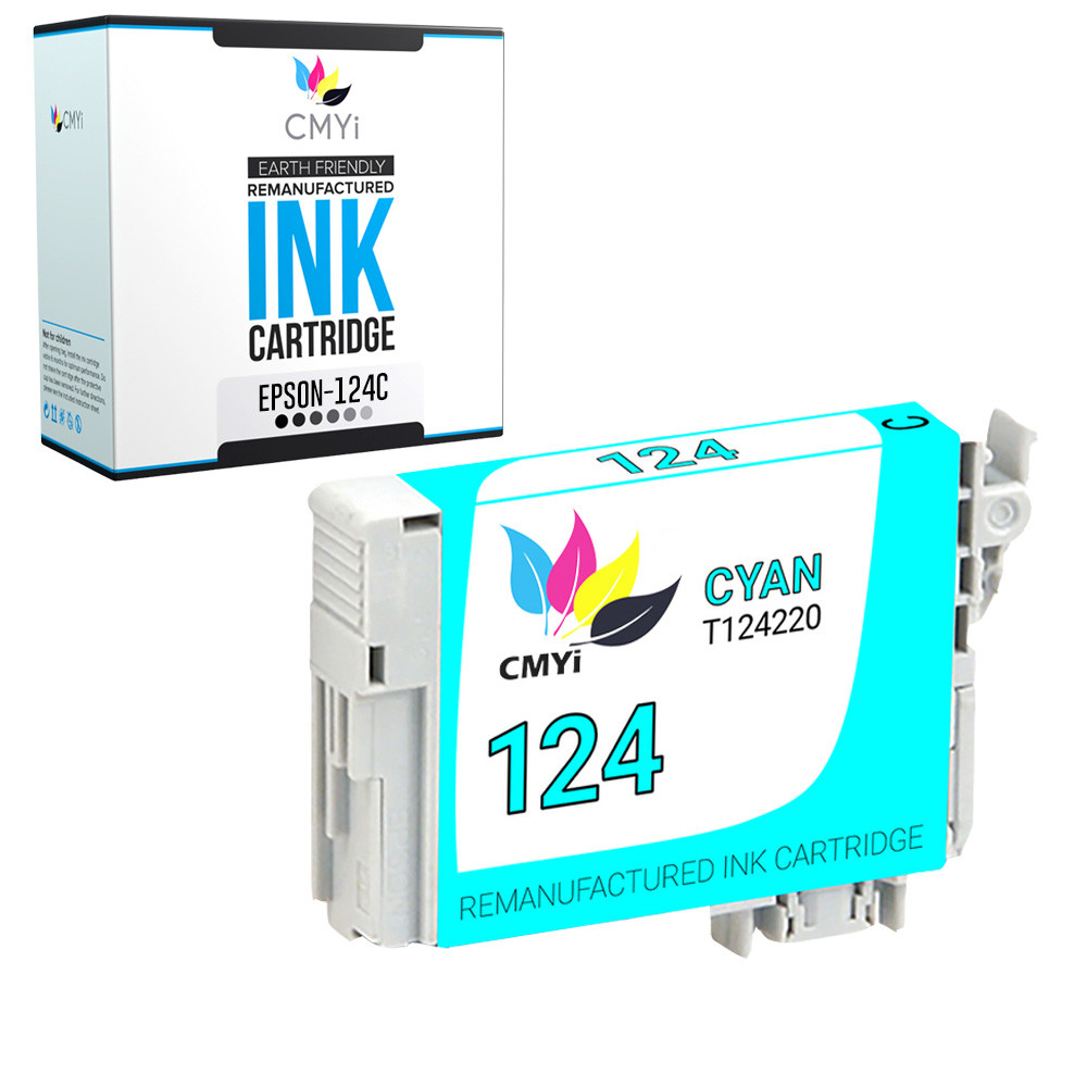 1PK T124 Cyan Ink for Epson 124 Cartridge Fits Stylus Workforce 320 NX230 NX330