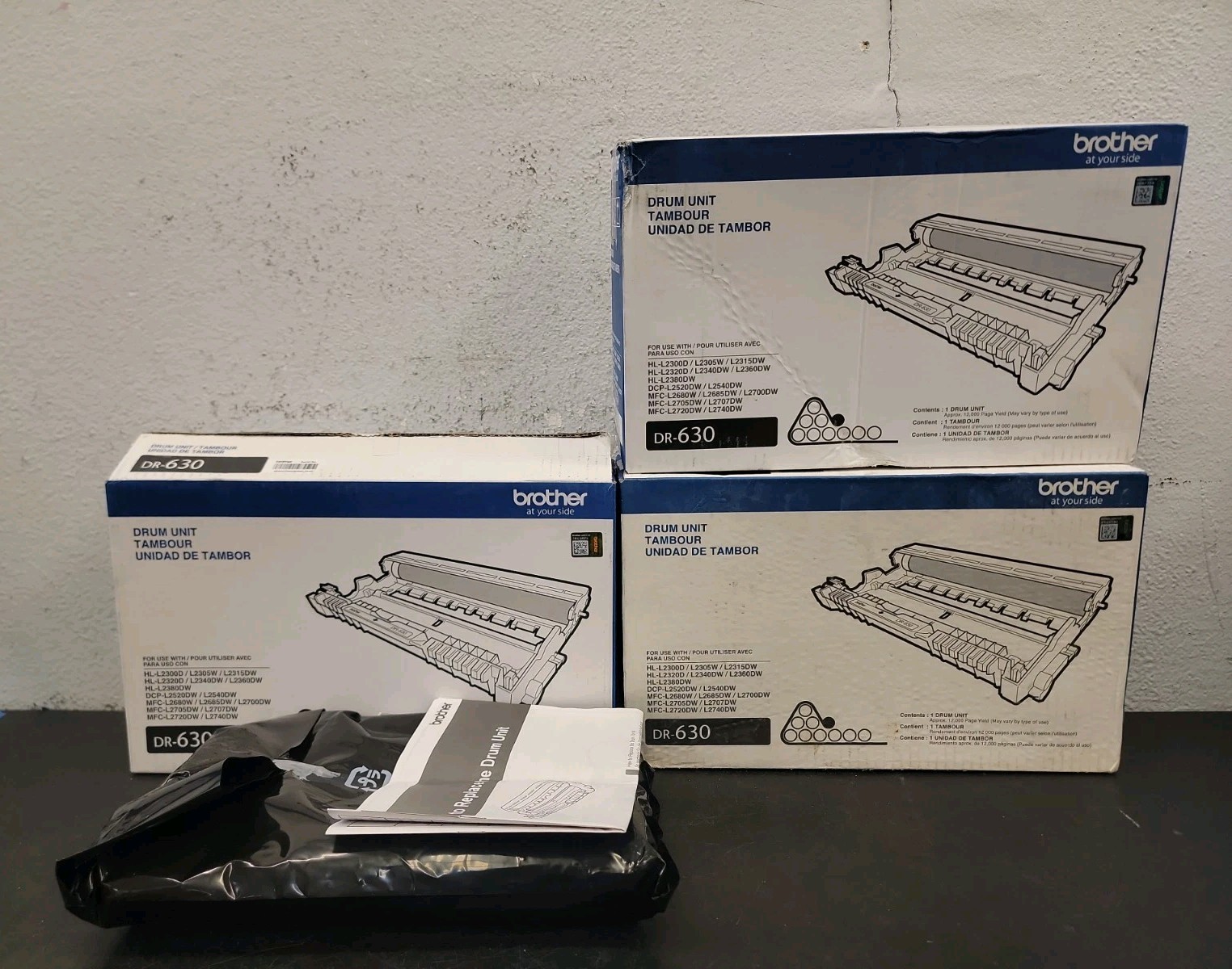 Lot Of 3 BROTHER CAT NO: DR-630 DRUM UNIT BLACK INK 