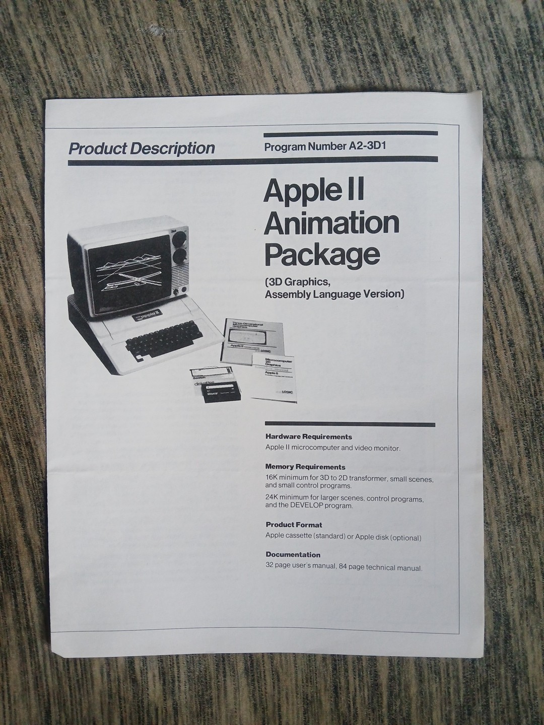 Vintage 2 Page Brochure Apple II Animation Package 