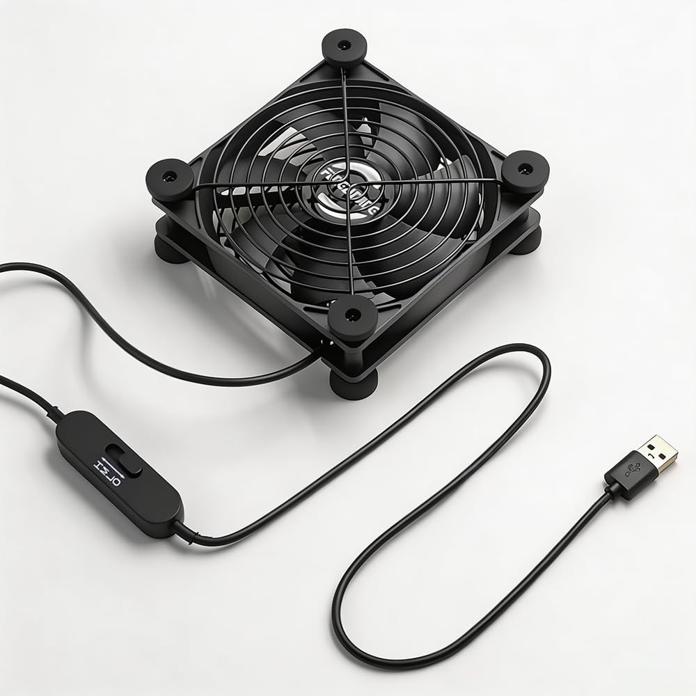 Waterproof 120mm USB Computer Cooling Fan 5V 12V Powered PC Router
