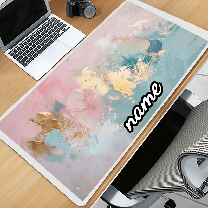 11.81inch X 23.62inch Customized Mouse Pad, 1pc, Abstract Pink Blue Golden Bru