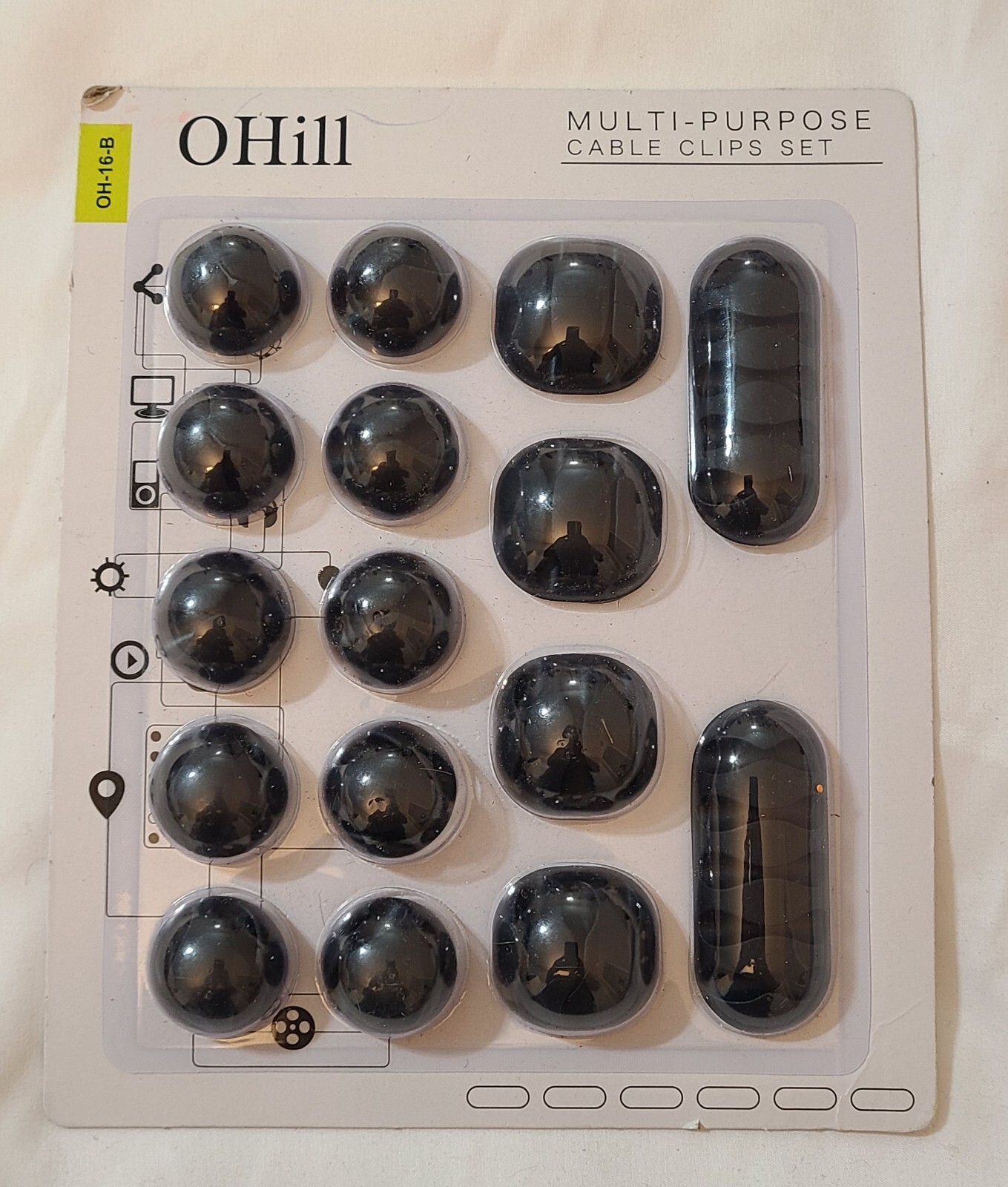 OHill Multi-Purpose Cable Clips Set  OH-24-B  Adhesive Cord Holders Electronics 