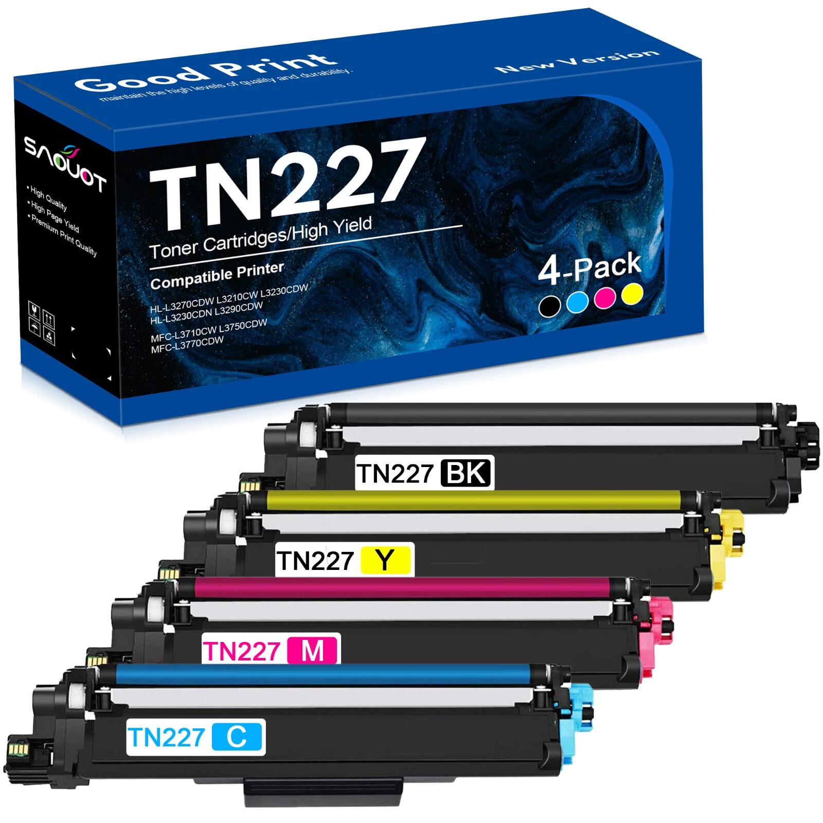 TN227 Toner Cartridge Replacement for Brother TN227 TN223 MFC-L3770CDW BK/C/M/Y
