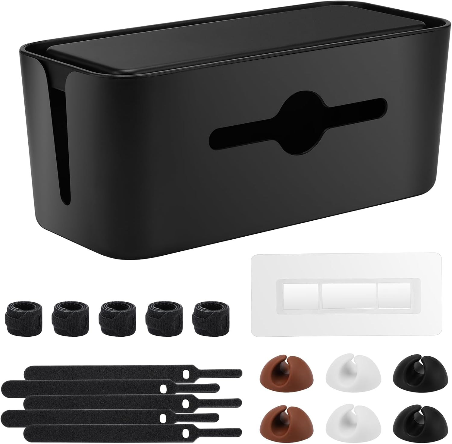Cable Management Box Cord Organizer Cover for Power Strips Black