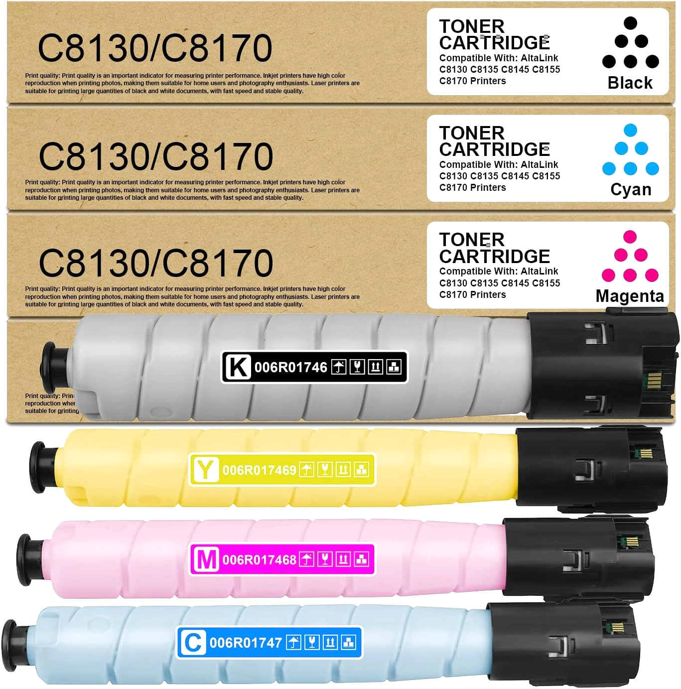 C8130/C8170 Toner Cartridge Set for Xerox AltaLink 006R01746–006R01749 Printers