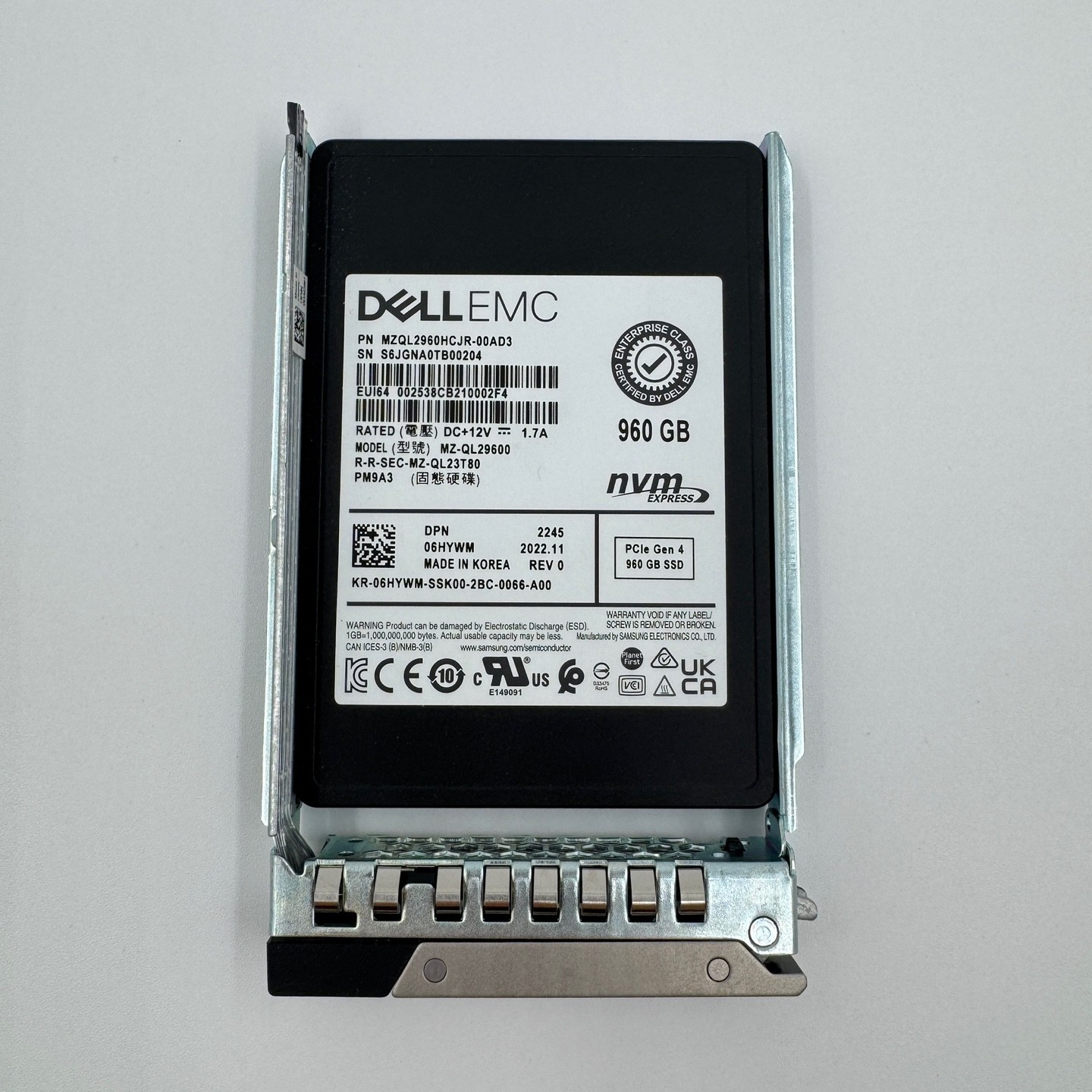 Samsung PM9A3 960GB 2.5" NVMe PCIe Solid State Drive MZQL2960HCJR-00AD3 DELL SSD