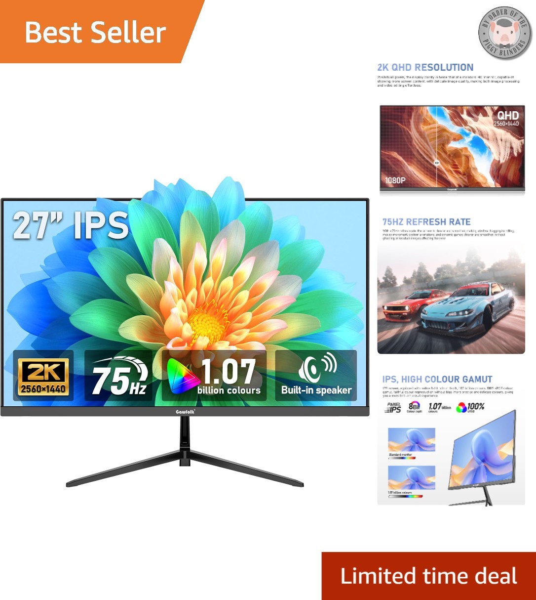 27-Inch Full HD Gaming Screen - 1ms Response, 100% sRGB with Audio Enhancement