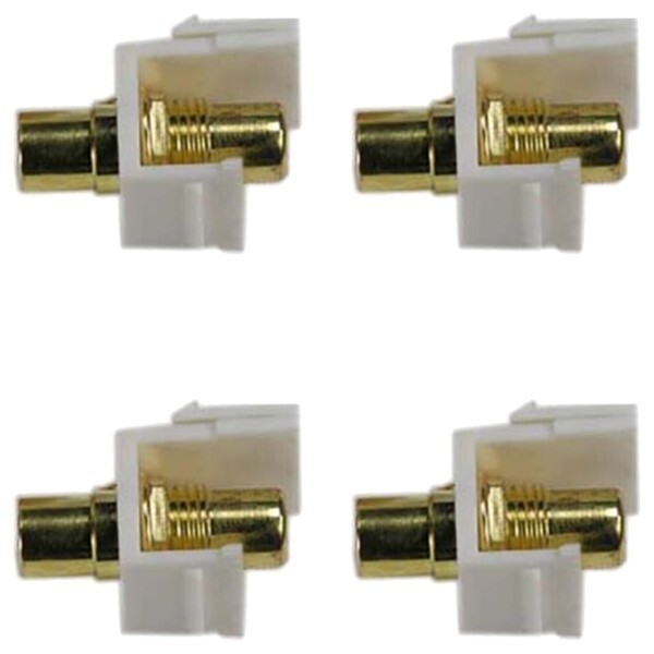 4x RCA Keystone Jack Coupler Snap In Wall Plate Gold Plated Yellow Center White