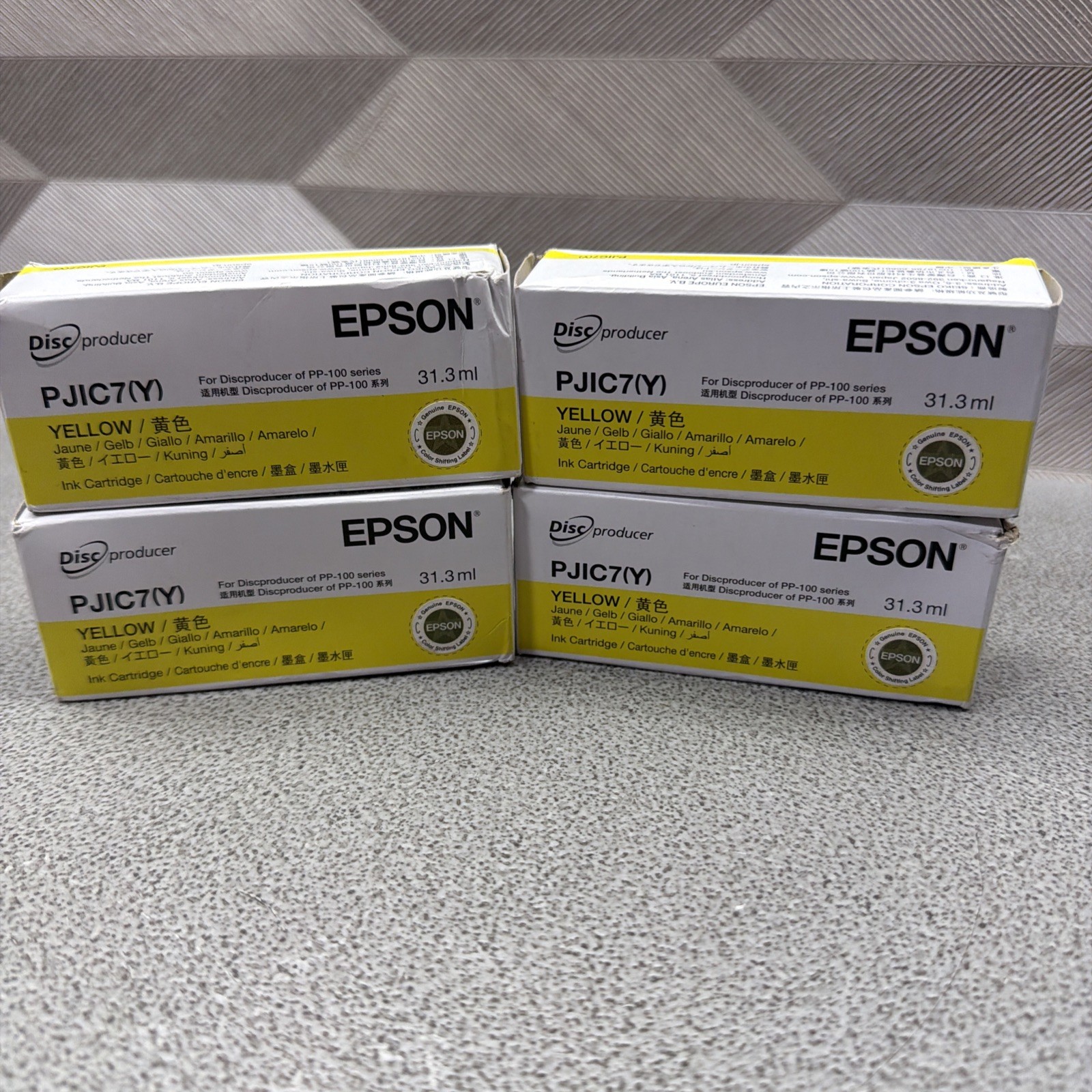 LOT OF 4 EPSON PJIC7 YELLOW 31.3ML INK CARTRIDGE EXP 2027