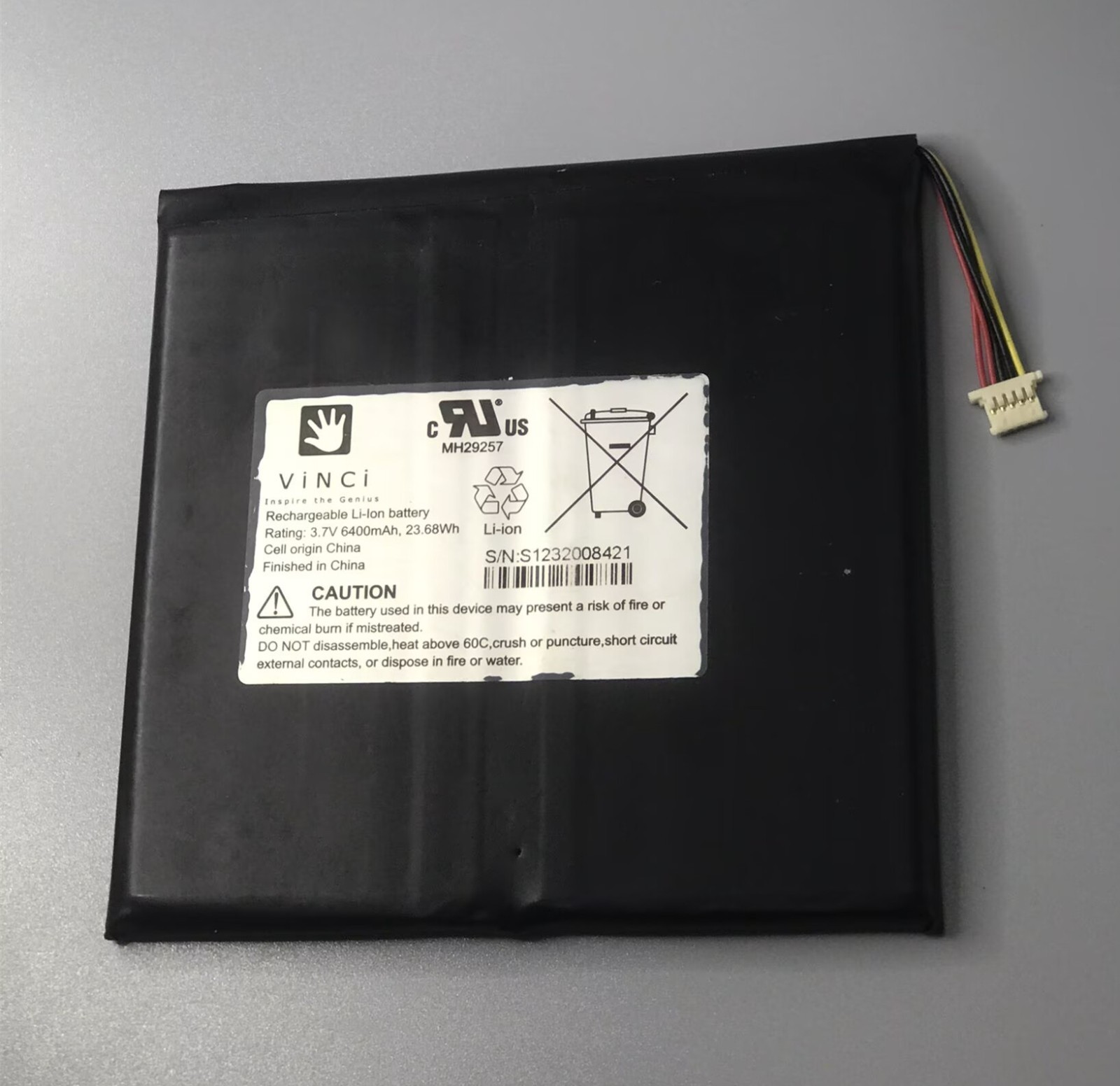 New 6400mAh 23.68Wh 3.7V Replacement Battery S1232008421