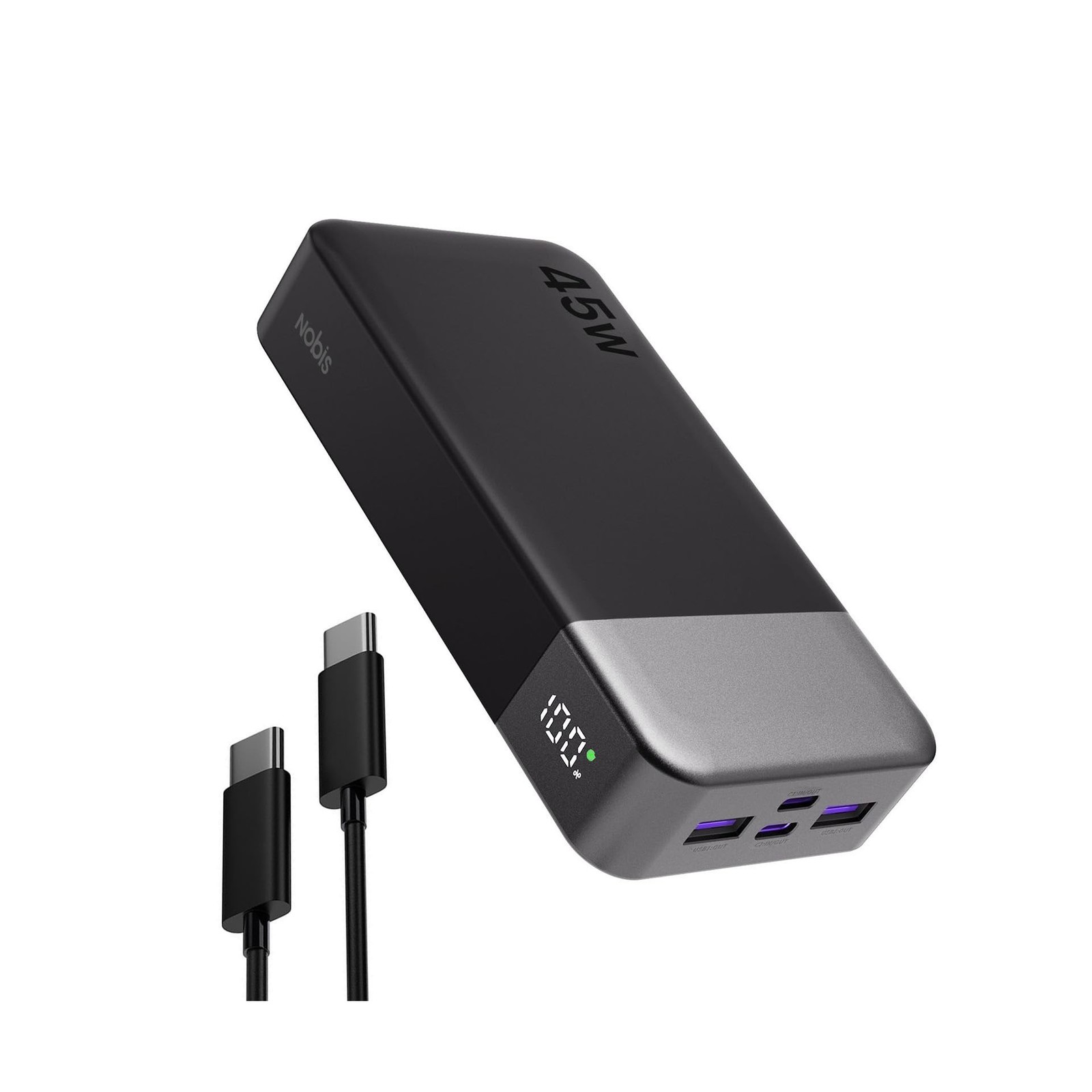 Power Bank 45W Fast Charging Portable Charger External Battery Pack w/ LED