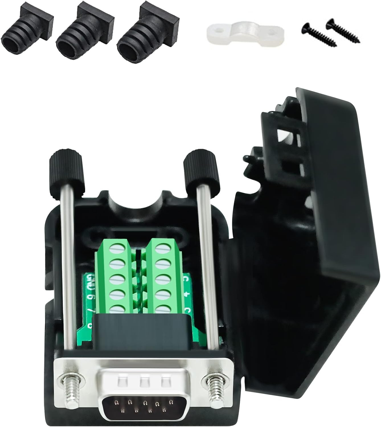 DB9 Breakout Connector, Male RS232 Serial Adapter, Solderless Module