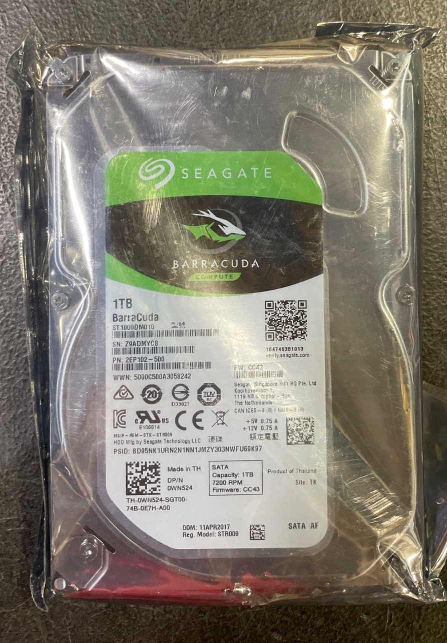 Seagate BarraCuda ST1000DM010 1TB 7200 RPM 64MB Cache SATA 6.0Gb/s Hard Drive