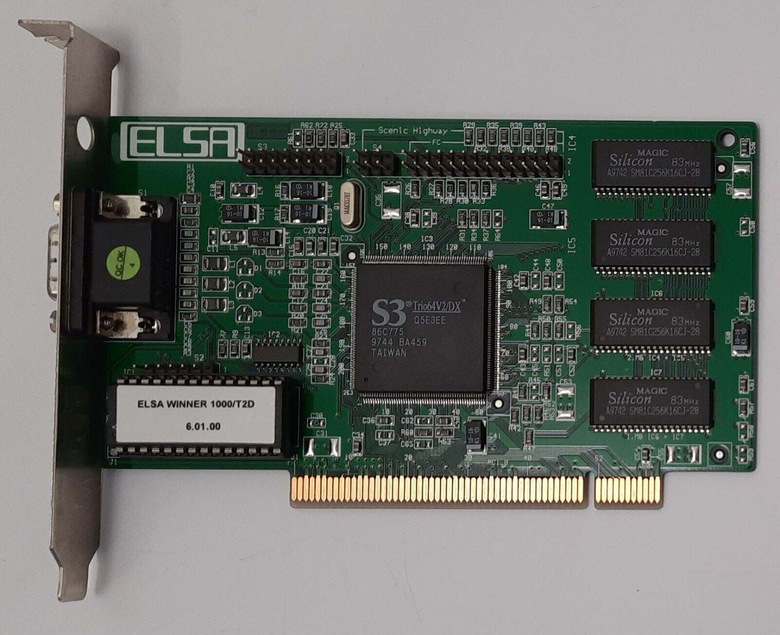 ELSA Winner 1000/T2D PCI Graphics Card (S3 Trio64V2/DX, 86C775, 2MB, Retro, 1997)