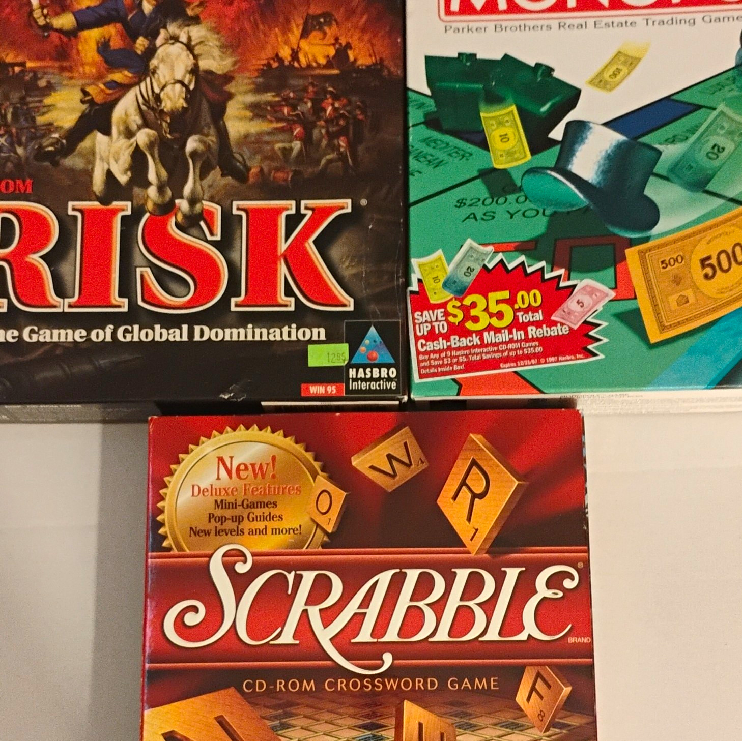 Hasbro Interactive CD Board Game Lot: Risk, Monopoly, Scrabble