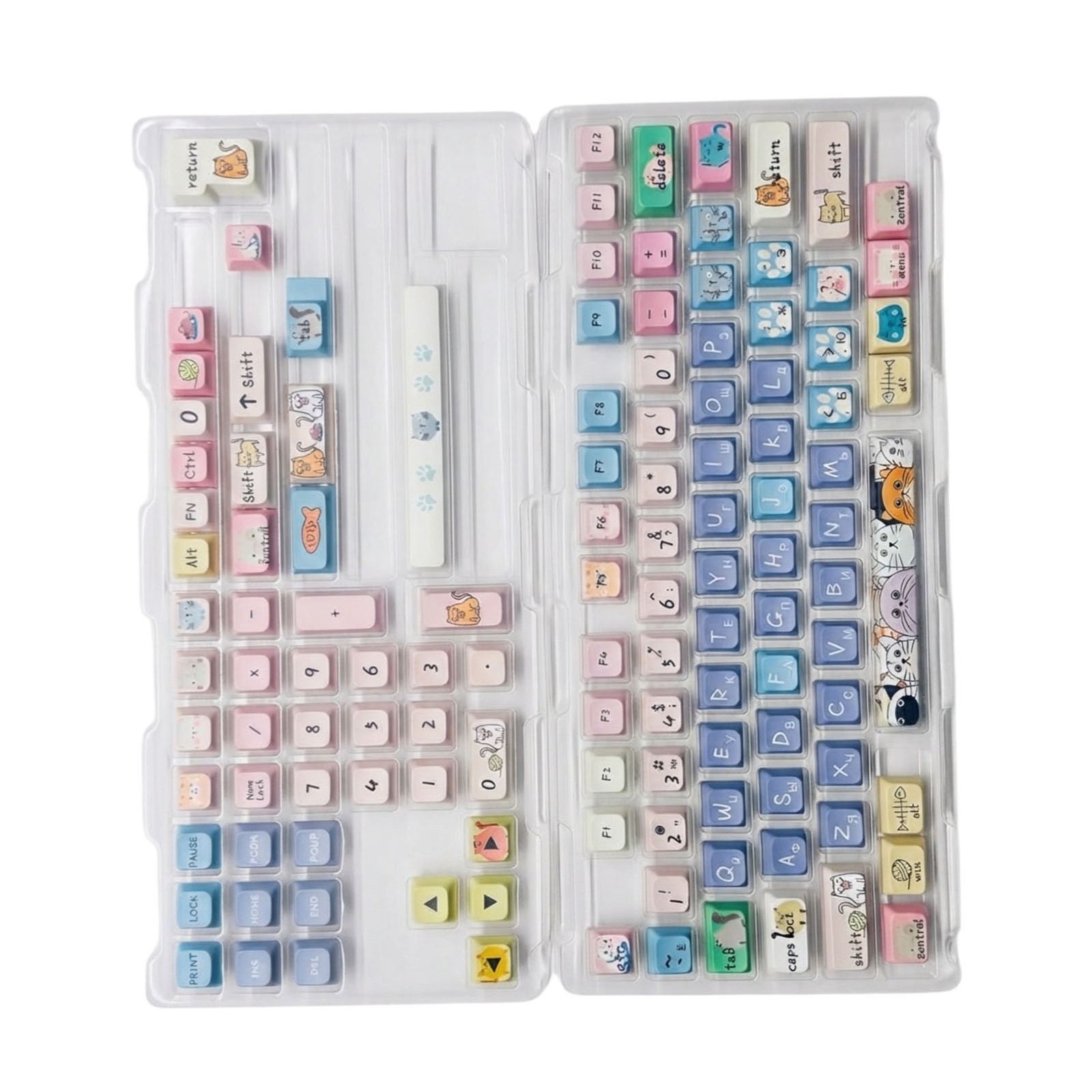 Cat Themed Keycaps Cute Cartoon Cat Themed Keycaps With Russian Characters For
