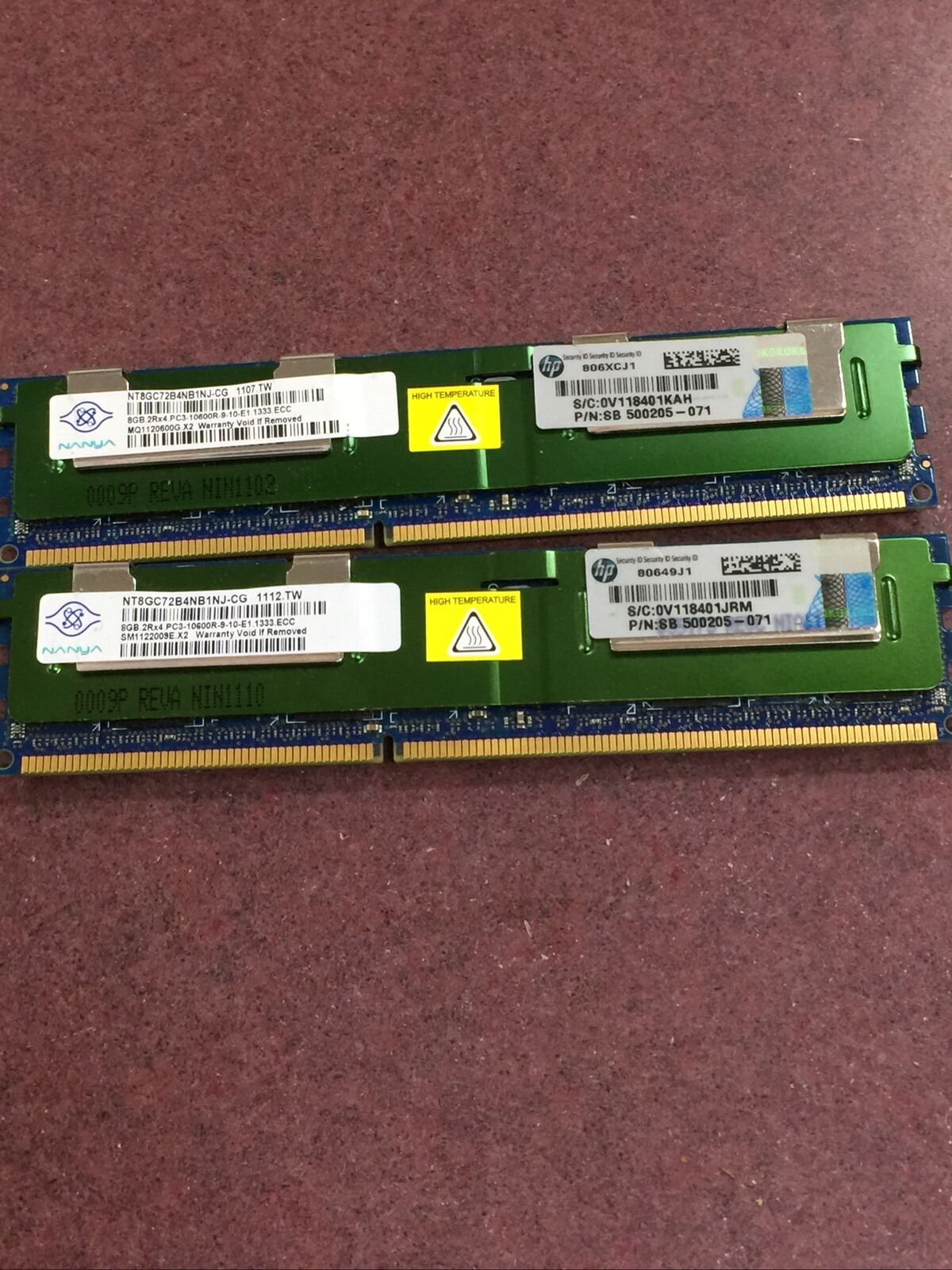 16GB  (2x8GB)  Nanya 8GB 2Rx4 PC3-10600R HEATSINK  Server RAM