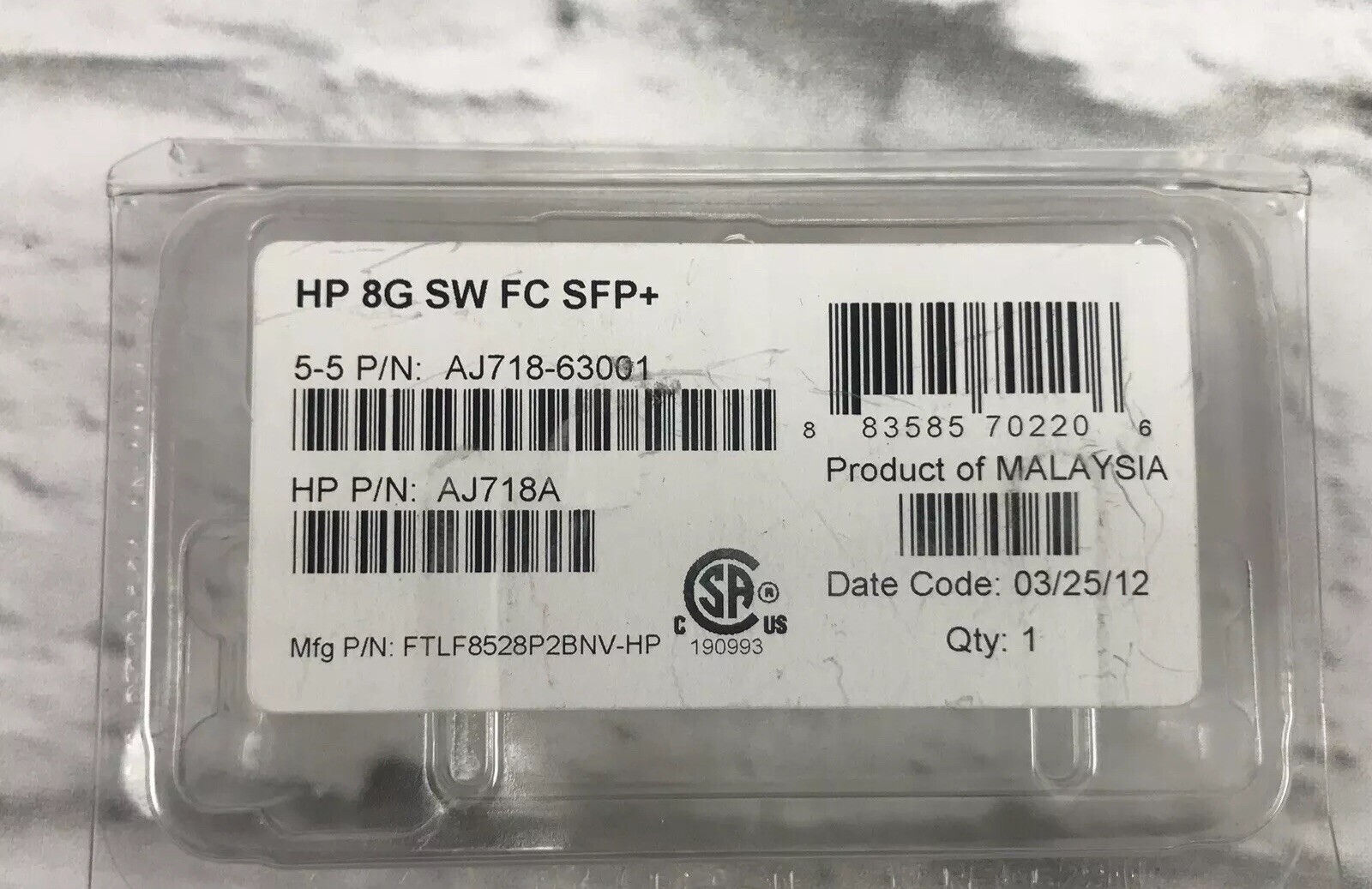AJ718A Genuine HP StorageWorks 8Gb Short Wave Fibre Channel SFP 468508-001 New