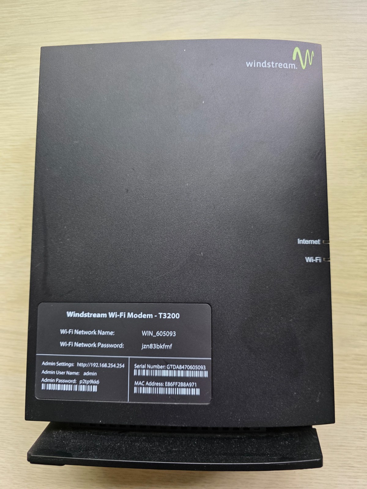 Windstream Actiontec T3200M WiFi Modem Router Gateway VDSL2 802.11ac +AC Adapter