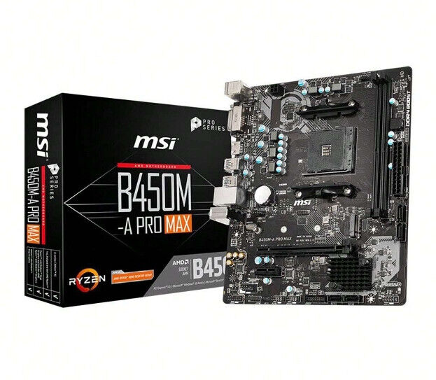 MSI B450M-A PRO MAX Gaming Desktop Motherboard - AMD B450 Chipset - Socket AM