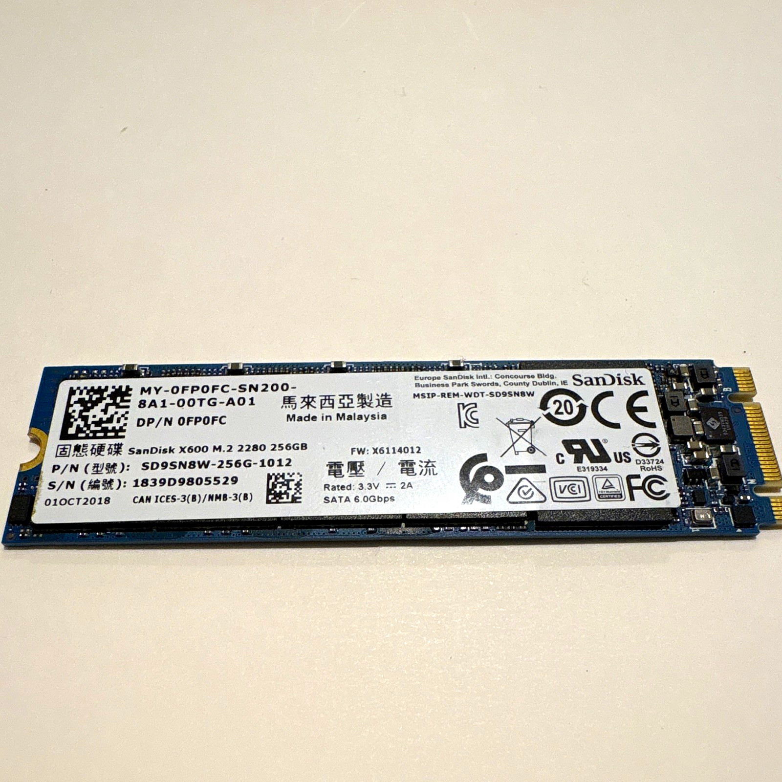 SanDisk X600 256GB SATA III M.2 2280 Internal SSD SD9SN8W-256G-1012