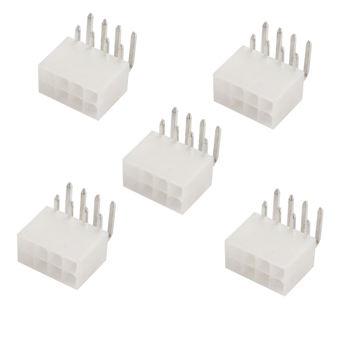 5 Pcs Beige 8 Pin Jack 90 Degree TX PCB Power Connector Adapter