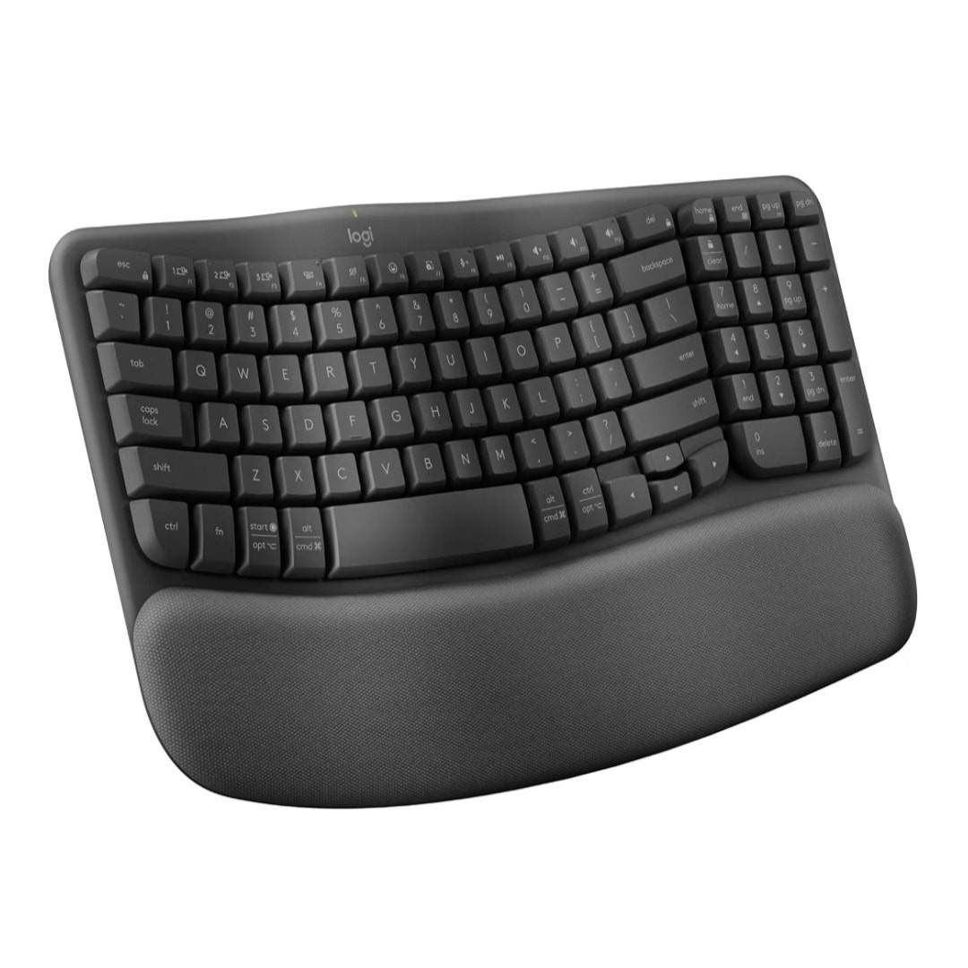 Logitech Wave Keys Ergonomic Wireless Keyboard with Memory Foam Palm Rest New OB
