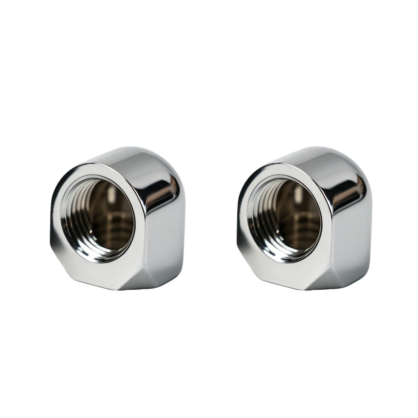 2-Pack G1/4 90° Elbow Fitting — Dual Female Thread, PC Water Cooling (Silver)