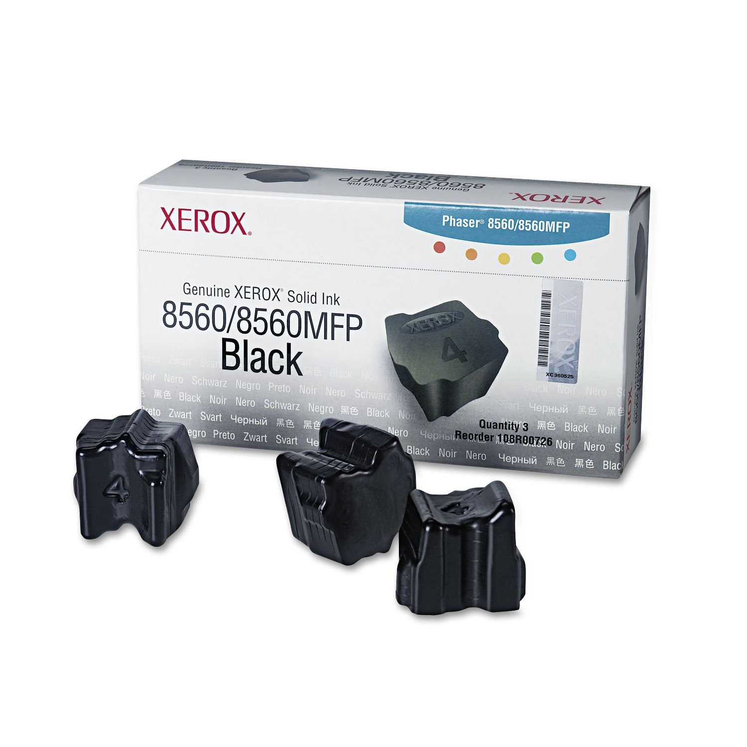 Genuine Xerox 108R00726 Black Solid Ink Stick 3-Pack, New Sealed Box, We Ship...