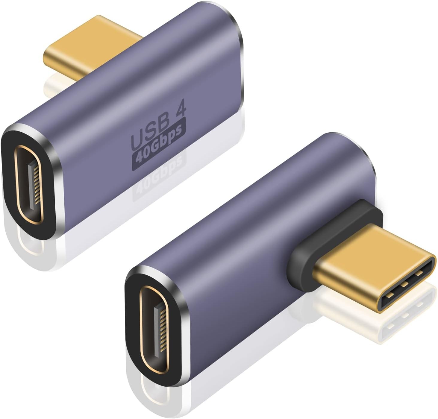 Poyiccot USB C Right Angle Adapter 40Gbps 8K 60Hz 100W 2 Pack