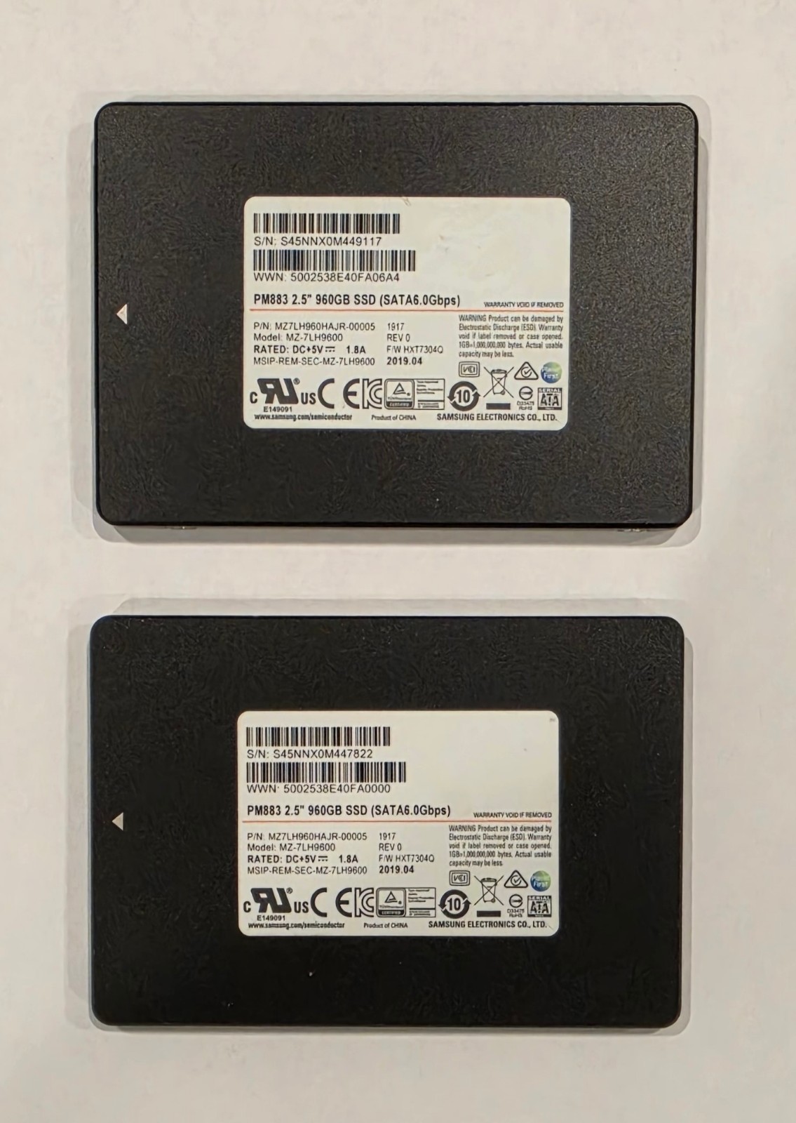 Samsung PM883 960GB 2.5in SATA SSD MZ-7LH9600 MZ7LH960HAJR-00005 Health 99%