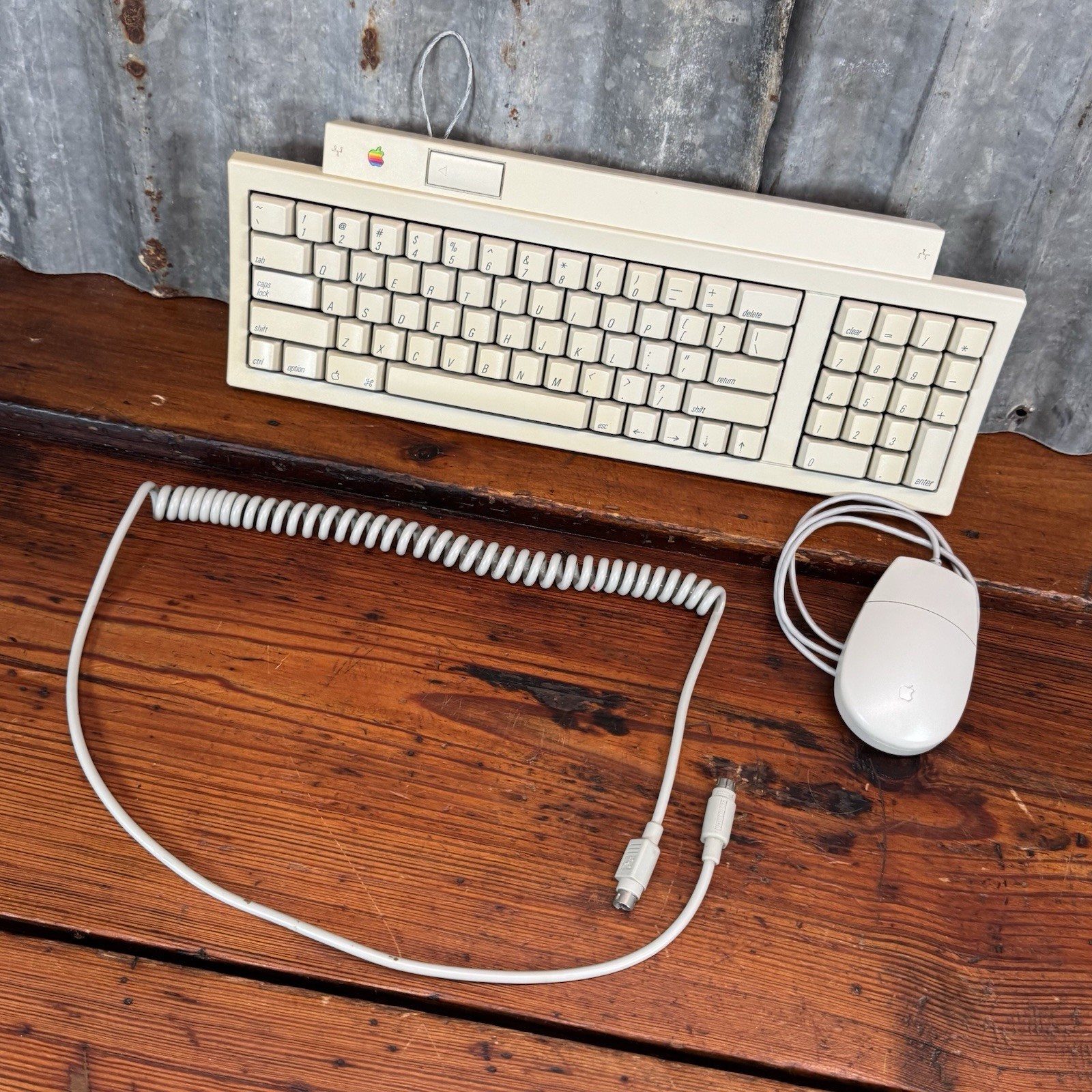 Vintage APPLE KEYBOARD II & DESKTOP BUS MOUSE Macintosh M0487 M2706 UNTESTED