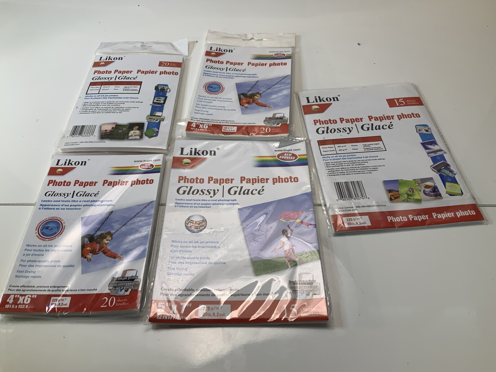 Photo Paper Likon Canon Mixed Lot 5x7 and 4x6 Glossy Inkjet Printer - 4 New