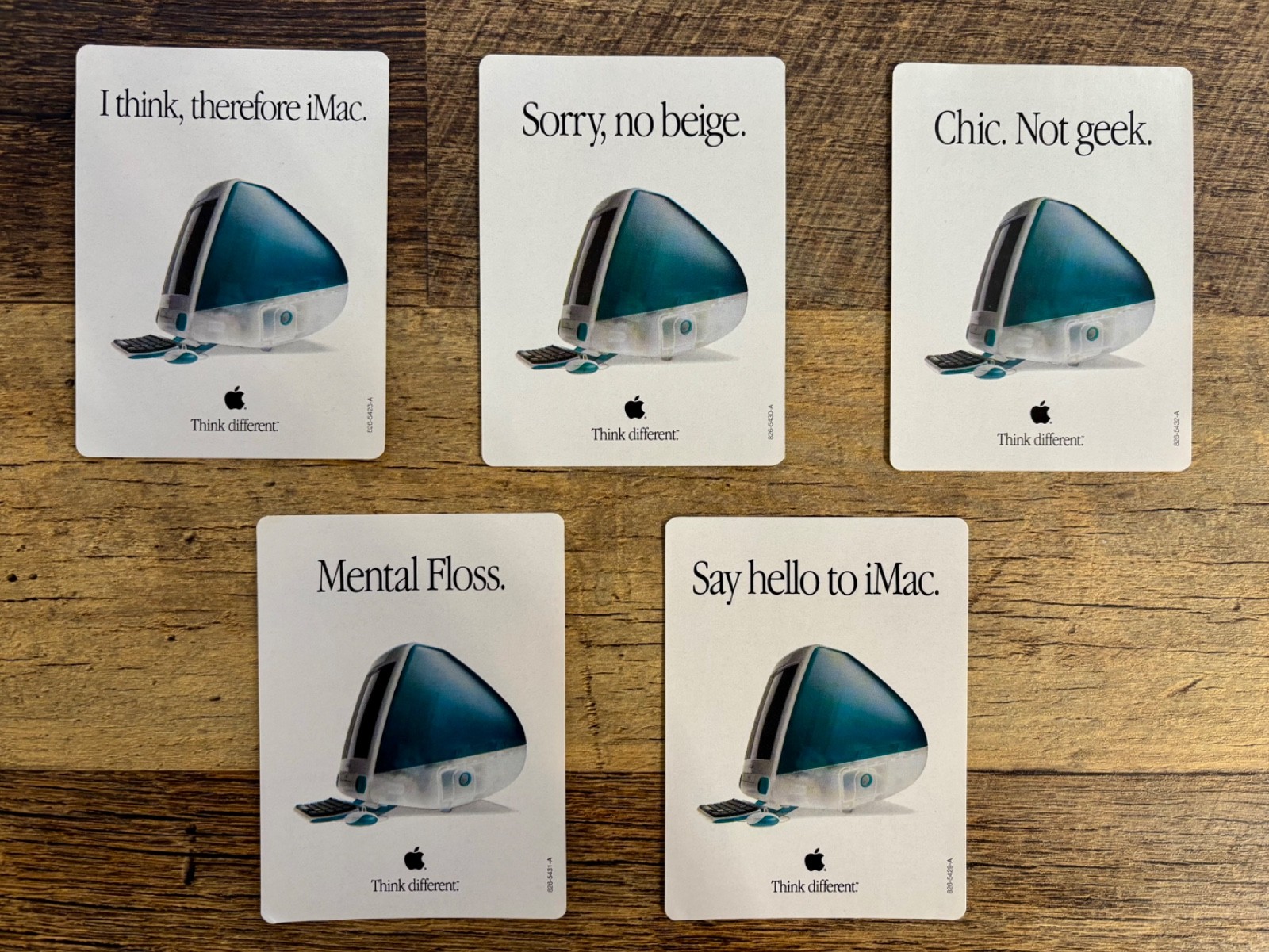 Vintage 1998 Apple iMac G3 Bondi Blue Sticker Set Complete Think Different